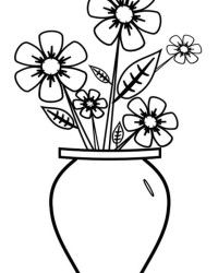 Malvorlage Vase mit Blumen kostenlos 2